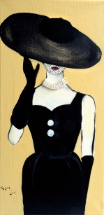 Lady in Broad-Brimmed Hat & Pearls
