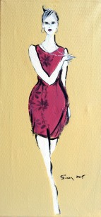 Lady in Cerise Cocktail Dress